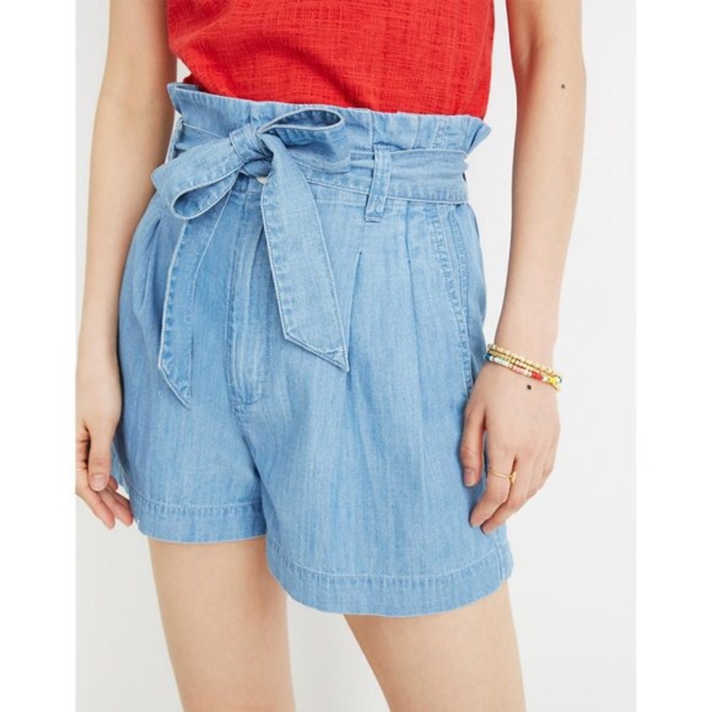 Madewell Denim Chambray High Rise Paperbag Shorts